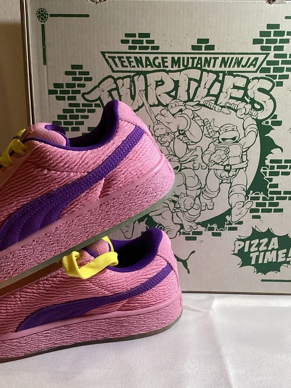 Puma Pink Sneakers with Yellow Laces